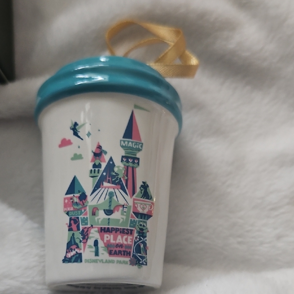 Starbucks Teal and White Disneyland Mug Ornament